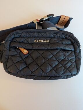 MZ Wallace Dawn Navy Quilted Nylon Metro Sling Belt Bag Fanny Pack